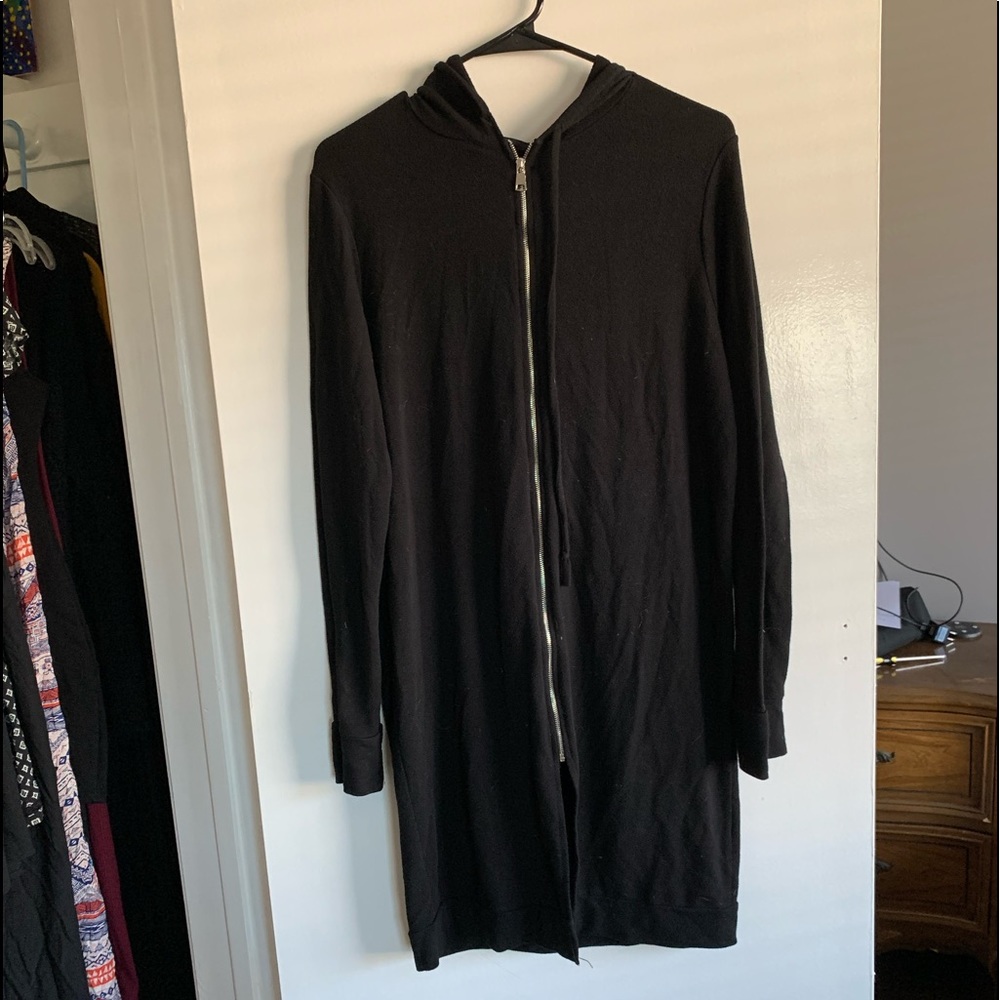 Black hooded sweater